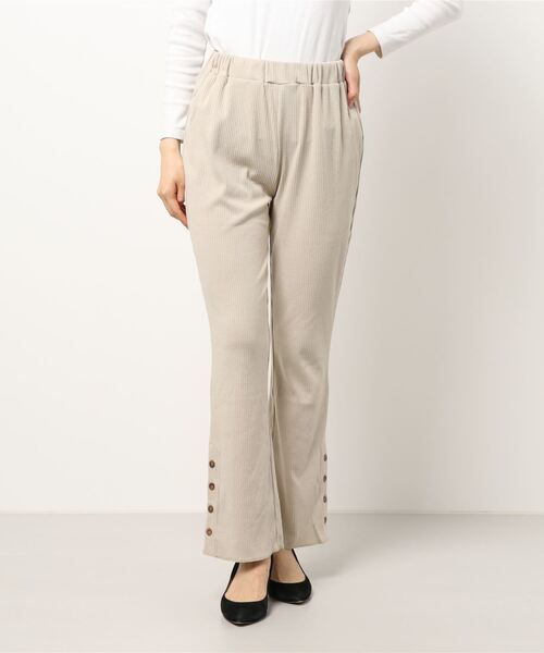 Green Parks(グリーンパークス)の「サイドボタンテレコパンツ**(その他パンツ・レディース・チャコールグレー/ベージュ/ライトベージュ/ブラック・FREE)」の9枚目の写真