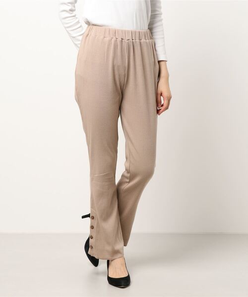 Green Parks(グリーンパークス)の「サイドボタンテレコパンツ**(その他パンツ・レディース・チャコールグレー/ベージュ/ライトベージュ/ブラック・FREE)」の10枚目の写真