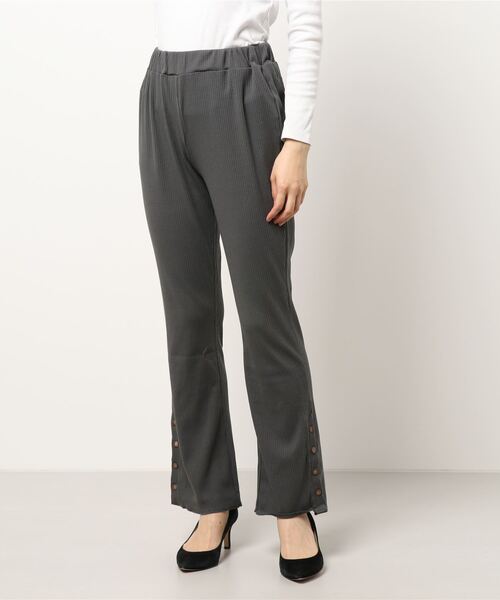 Green Parks(グリーンパークス)の「サイドボタンテレコパンツ**(その他パンツ・レディース・チャコールグレー/ベージュ/ライトベージュ/ブラック・FREE)」の12枚目の写真