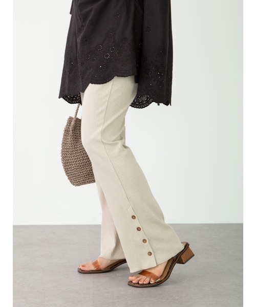 Green Parks(グリーンパークス)の「サイドボタンテレコパンツ**(その他パンツ・レディース・チャコールグレー/ベージュ/ライトベージュ/ブラック・FREE)」の5枚目の写真