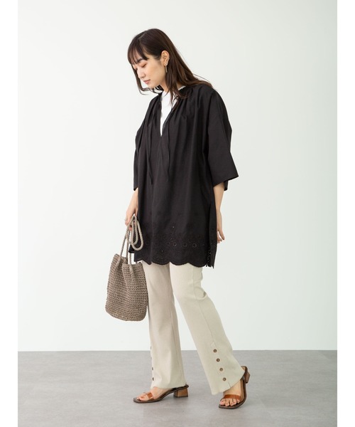 Green Parks(グリーンパークス)の「サイドボタンテレコパンツ**(その他パンツ・レディース・チャコールグレー/ベージュ/ライトベージュ/ブラック・FREE)」の7枚目の写真