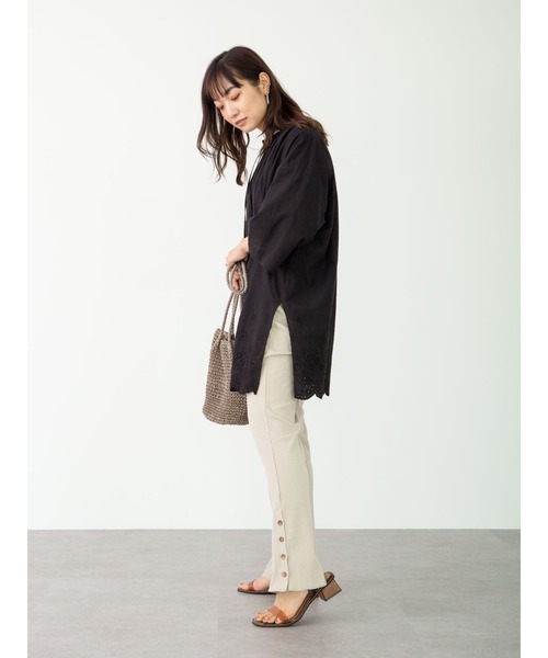 Green Parks(グリーンパークス)の「サイドボタンテレコパンツ**(その他パンツ・レディース・チャコールグレー/ベージュ/ライトベージュ/ブラック・FREE)」の8枚目の写真