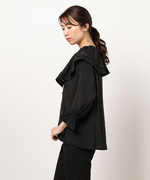 FREE'S MART（フリーズマート）の「ハシゴレースビッグカラーブラウス（シャツ/ブラウス・レディース・ブラック/ライトグリーン/ホワイト・FREE）」の4枚目の写真