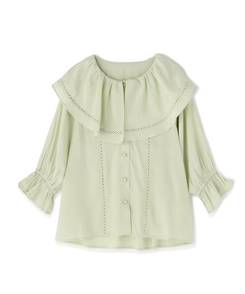 FREE'S MART（フリーズマート）の「ハシゴレースビッグカラーブラウス（シャツ/ブラウス・レディース・ブラック/ライトグリーン/ホワイト・FREE）」の9枚目の写真