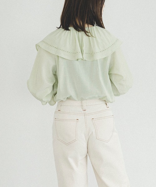 FREE'S MART（フリーズマート）の「ハシゴレースビッグカラーブラウス（シャツ/ブラウス・レディース・ブラック/ライトグリーン/ホワイト・FREE）」の8枚目の写真