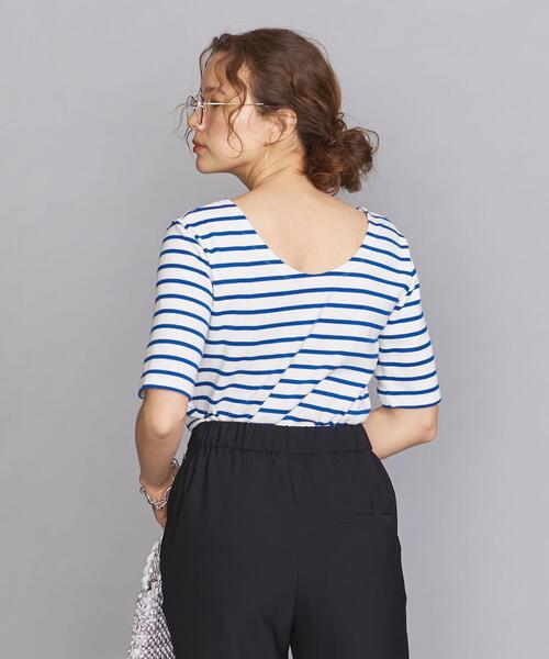 BEAUTY&YOUTH UNITED ARROWS（ビューティーアンドユースユナイテッドアローズ）の「BY　バックラウンドネックボーダー5分袖カットソー ◆（Tシャツ/カットソー・レディース・ピンク/ライム/ロイヤルブルー・FREE）」の3枚目の写真