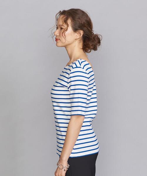 BEAUTY&YOUTH UNITED ARROWS（ビューティーアンドユースユナイテッドアローズ）の「BY　バックラウンドネックボーダー5分袖カットソー ◆（Tシャツ/カットソー・レディース・ピンク/ライム/ロイヤルブルー・FREE）」の7枚目の写真