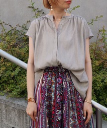 NICOLE white | スタンドギャザーブラウス(シャツ/ブラウス)