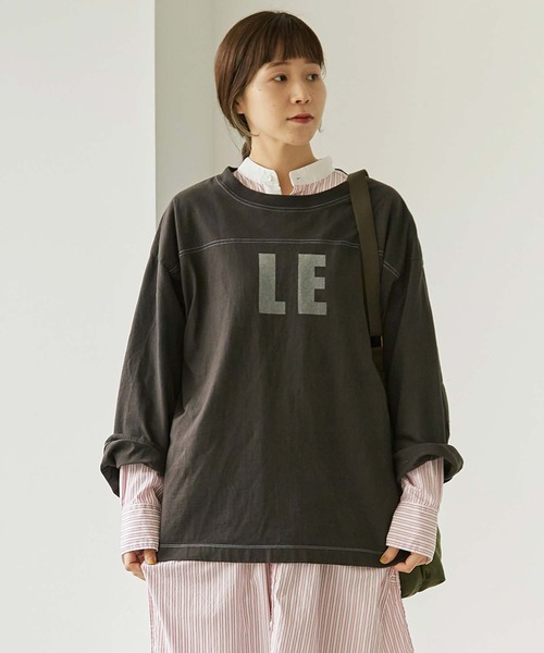 note et silence （ノートエシロンス）の「*◇ロッシェ天竺製品染　フットボールプルオーバー（Tシャツ/カットソー・レディース・ダークブラウン/ライトベージュ/グリーン/パープル・FREE）」の7枚目の写真