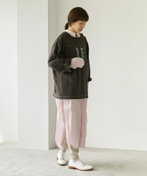 note et silence （ノートエシロンス）の「*◇ロッシェ天竺製品染　フットボールプルオーバー（Tシャツ/カットソー・レディース・ダークブラウン/ライトベージュ/グリーン/パープル・FREE）」の9枚目の写真