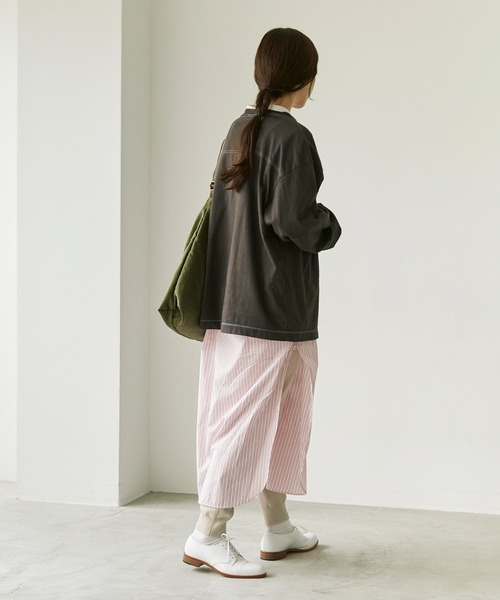 note et silence （ノートエシロンス）の「*◇ロッシェ天竺製品染　フットボールプルオーバー（Tシャツ/カットソー・レディース・ダークブラウン/ライトベージュ/グリーン/パープル・FREE）」の10枚目の写真