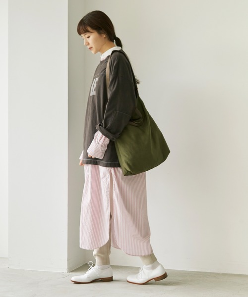 note et silence （ノートエシロンス）の「*◇ロッシェ天竺製品染　フットボールプルオーバー（Tシャツ/カットソー・レディース・ダークブラウン/ライトベージュ/グリーン/パープル・FREE）」の12枚目の写真