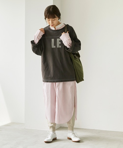 note et silence （ノートエシロンス）の「*◇ロッシェ天竺製品染　フットボールプルオーバー（Tシャツ/カットソー・レディース・ダークブラウン/ライトベージュ/グリーン/パープル・FREE）」の13枚目の写真