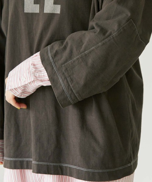 note et silence （ノートエシロンス）の「*◇ロッシェ天竺製品染　フットボールプルオーバー（Tシャツ/カットソー・レディース・ダークブラウン/ライトベージュ/グリーン/パープル・FREE）」の14枚目の写真