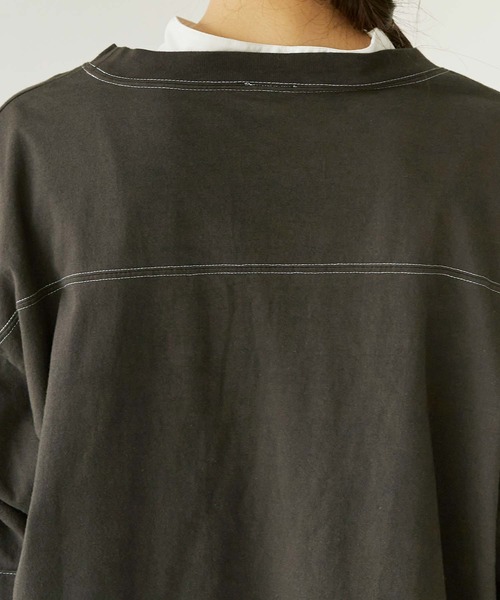 note et silence （ノートエシロンス）の「*◇ロッシェ天竺製品染　フットボールプルオーバー（Tシャツ/カットソー・レディース・ダークブラウン/ライトベージュ/グリーン/パープル・FREE）」の16枚目の写真