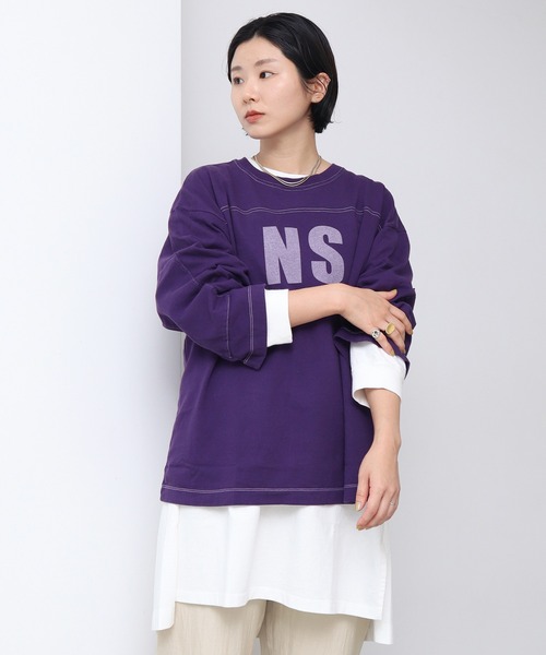 note et silence （ノートエシロンス）の「*◇ロッシェ天竺製品染　フットボールプルオーバー（Tシャツ/カットソー・レディース・ダークブラウン/ライトベージュ/グリーン/パープル・FREE）」の19枚目の写真