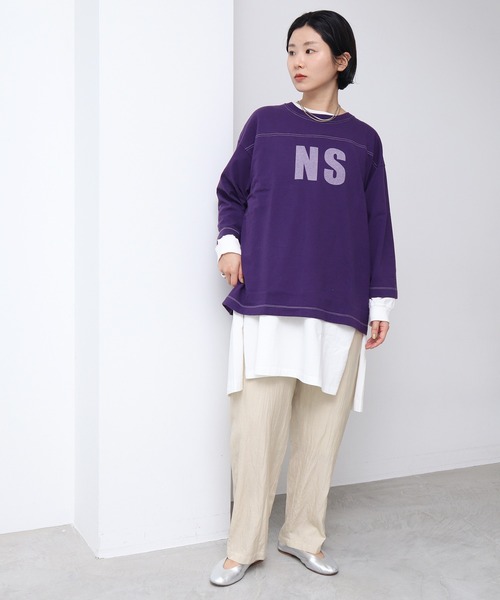 note et silence （ノートエシロンス）の「*◇ロッシェ天竺製品染　フットボールプルオーバー（Tシャツ/カットソー・レディース・ダークブラウン/ライトベージュ/グリーン/パープル・FREE）」の21枚目の写真