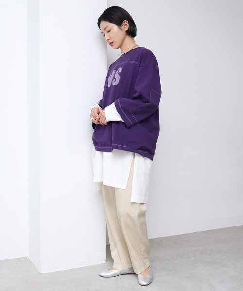 note et silence （ノートエシロンス）の「*◇ロッシェ天竺製品染　フットボールプルオーバー（Tシャツ/カットソー・レディース・ダークブラウン/ライトベージュ/グリーン/パープル・FREE）」の22枚目の写真