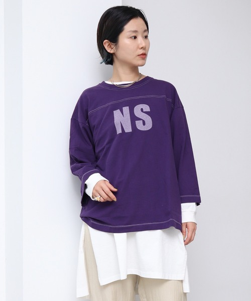 note et silence （ノートエシロンス）の「*◇ロッシェ天竺製品染　フットボールプルオーバー（Tシャツ/カットソー・レディース・ダークブラウン/ライトベージュ/グリーン/パープル・FREE）」の20枚目の写真