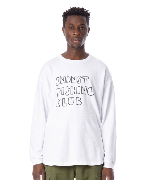 Sandinista(サンディニスタ)の「Fishing Club L-S Tee / 釣りクラブ長袖Tシャツ(Tシャツ/カットソー・メンズ・ホワイト/ブラック/サンドベージュ/グリーン系その他・SMALL/MEDIUM/LARGE)」の1枚目の写真