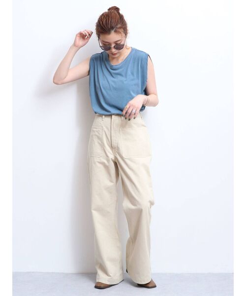 Ungrid（アングリッド）の「ルーズフレアパンツ（デニムパンツ・レディース・アイボリー/ブルー・SMALL/MEDIUM）」の7枚目の写真