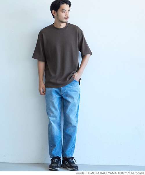 coca(coca)(コカ)の「メンズ ミニワッフルクルーネックTee(Tシャツ/カットソー・メンズ・チャコールグレー/グレー/アイボリー・M/L/XL)」の6枚目の写真