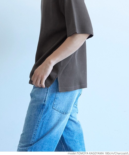 coca(coca)(コカ)の「メンズ ミニワッフルクルーネックTee(Tシャツ/カットソー・メンズ・チャコールグレー/グレー/アイボリー・M/L/XL)」の10枚目の写真