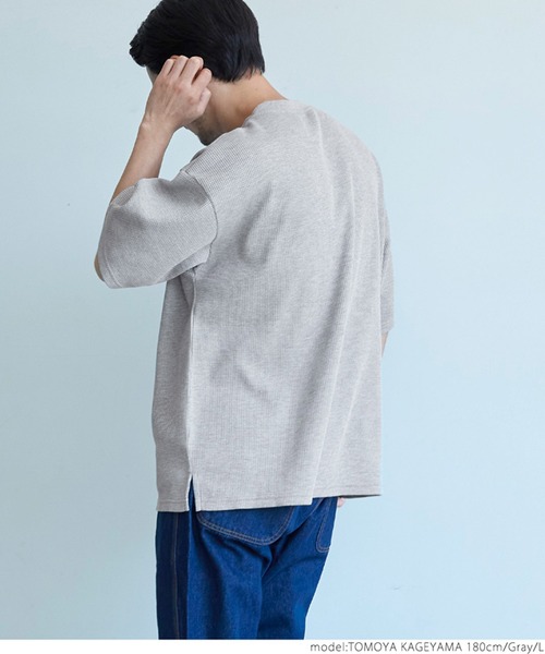 coca(coca)(コカ)の「メンズ ミニワッフルクルーネックTee(Tシャツ/カットソー・メンズ・チャコールグレー/グレー/アイボリー・M/L/XL)」の12枚目の写真