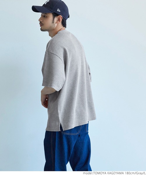 coca(coca)(コカ)の「メンズ ミニワッフルクルーネックTee(Tシャツ/カットソー・メンズ・チャコールグレー/グレー/アイボリー・M/L/XL)」の14枚目の写真