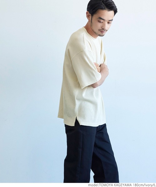 coca(coca)(コカ)の「メンズ ミニワッフルクルーネックTee(Tシャツ/カットソー・メンズ・チャコールグレー/グレー/アイボリー・M/L/XL)」の17枚目の写真