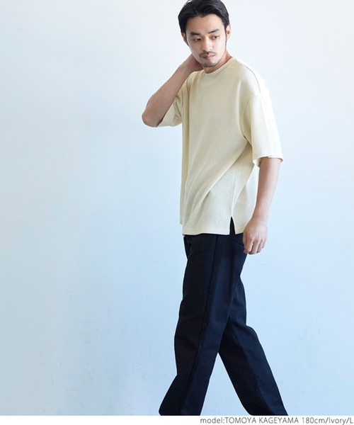 coca(coca)(コカ)の「メンズ ミニワッフルクルーネックTee(Tシャツ/カットソー・メンズ・チャコールグレー/グレー/アイボリー・M/L/XL)」の19枚目の写真