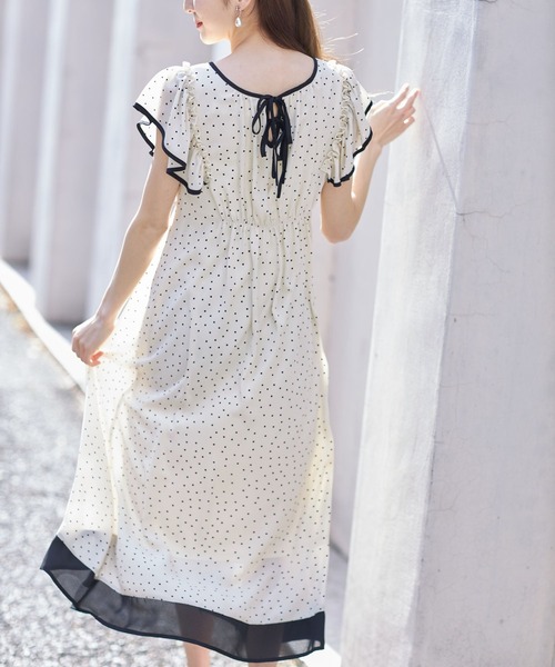 後ろリボン付き配色切り替えドットワンピース ワンピース Tocco Closet トッコ クローゼット のファッション通販 Zozotown