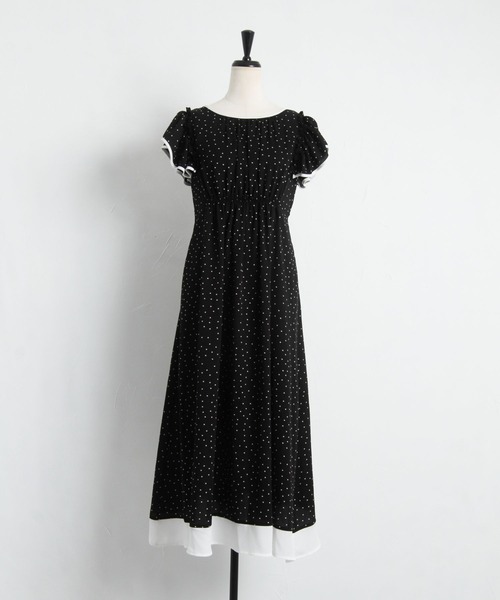 tocco closet(トッコ クローゼット)の「後ろリボン付き配色切り替えドットワンピース(ワンピース・レディース・ブラック/ピンクベージュ/オフホワイト・M)」の11枚目の写真
