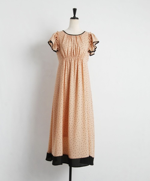 tocco closet(トッコ クローゼット)の「後ろリボン付き配色切り替えドットワンピース(ワンピース・レディース・ブラック/ピンクベージュ/オフホワイト・M)」の12枚目の写真