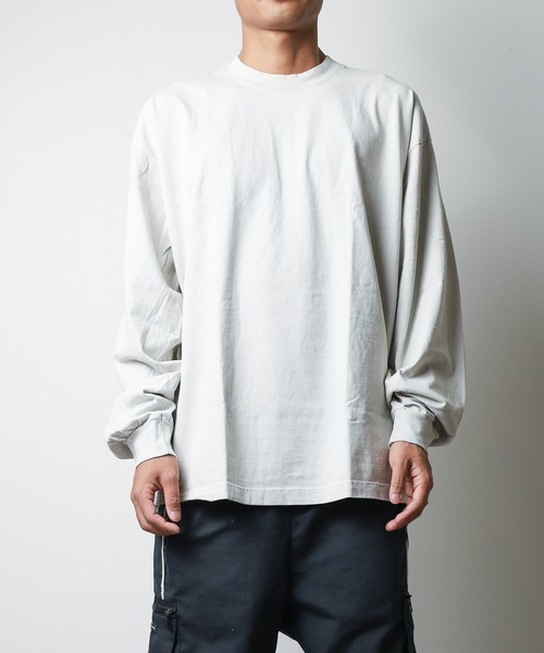 LOS ANGELES APPAREL（ロサンゼルスアパレル）の「《LOS ANGELES APPAREL》LA APPAREL 6.5oz GARMENT DYED CREW L/S TEE - 6.5オンス ガーメントダイ クルーネックTシャツ長袖（Tシャツ/カットソー・メンズ・グレー/グリーン/ゴールド/ホワイト/ブラック/ブルー/オレンジ・X-LARGE/LARGE/SMALL）」の4枚目の写真
