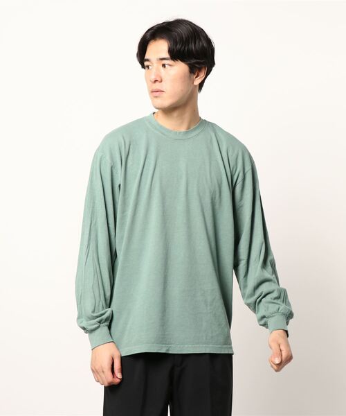 LOS ANGELES APPAREL（ロサンゼルスアパレル）の「《LOS ANGELES APPAREL》LA APPAREL 6.5oz GARMENT DYED CREW L/S TEE - 6.5オンス ガーメントダイ クルーネックTシャツ長袖（Tシャツ/カットソー・メンズ・グレー/グリーン/ゴールド/ホワイト/ブラック/ブルー/オレンジ・X-LARGE/LARGE/SMALL）」の10枚目の写真