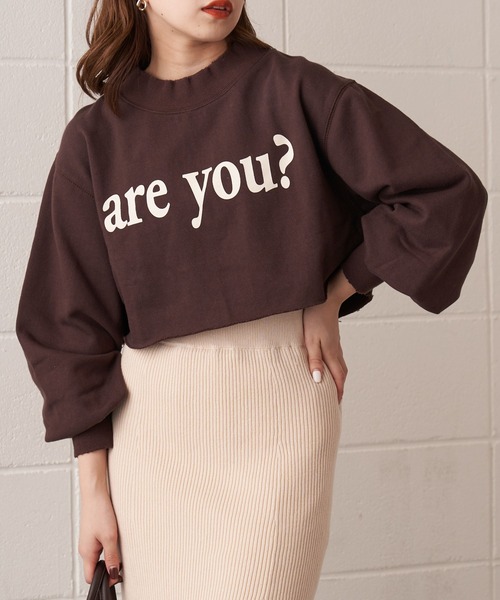 Chico（チコ）の「【新色追加】短丈ダメージロゴスウェット（スウェット・レディース・グレー/アイボリー/グリーン/ブラック/ブラウン・FREE）」の4枚目の写真