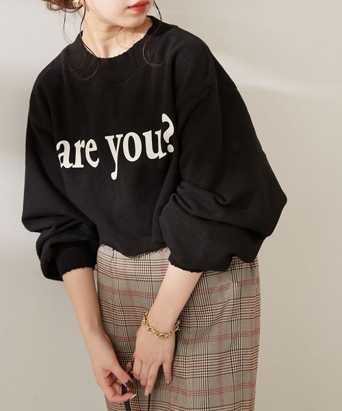 Chico（チコ）の「【新色追加】短丈ダメージロゴスウェット（スウェット・レディース・グレー/アイボリー/グリーン/ブラック/ブラウン・FREE）」の3枚目の写真