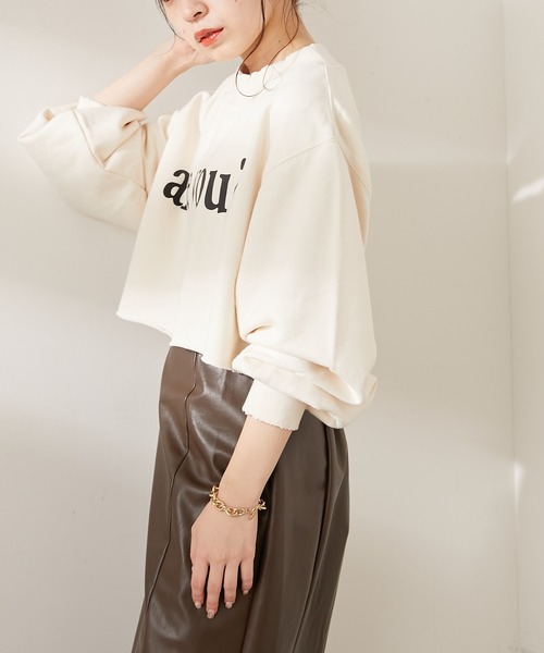 Chico（チコ）の「【新色追加】短丈ダメージロゴスウェット（スウェット・レディース・グレー/アイボリー/グリーン/ブラック/ブラウン・FREE）」の10枚目の写真