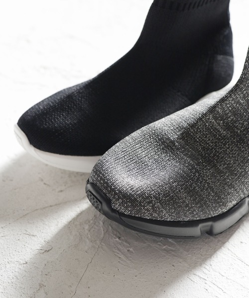 SESTO（セスト）の「スポーティースニーカーソックスブーツ（ブーツ・レディース・ブラック/アイボリー/シルバー・LL/3L/S/M/L）」の7枚目の写真
