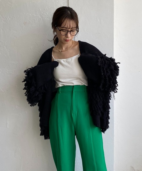 CAPRICIEUX LE'MAGE(カプリシューレマージュ)の「フリンジカーディガン(カーディガン/ボレロ・レディース・アイボリー/ブラック/グリーン・FREE)」の14枚目の写真