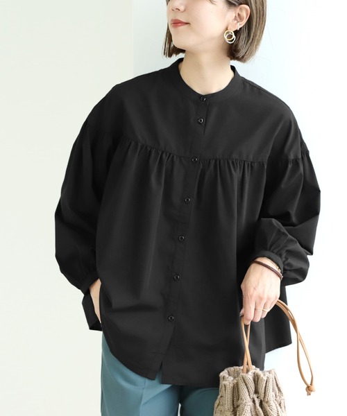 reca(レカ)の「ギャザーブラウス(シャツ/ブラウス・レディース・ブラック/ベージュ/ラベンダー・M)」の2枚目の写真