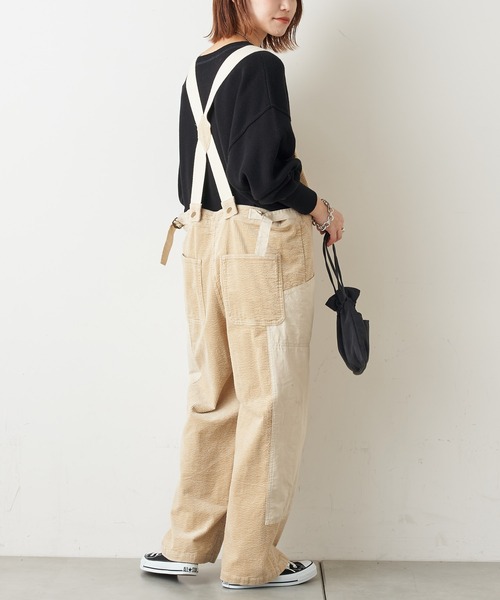 CIAOPANIC TYPY(チャオパニックティピー)の「異素材切替コーデュロイサロペット(サロペット/オーバーオール・レディース・ブラウン/カーキ/アイボリー・SMALL/MEDIUM)」の4枚目の写真