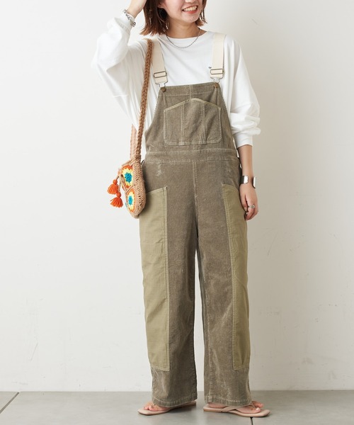 CIAOPANIC TYPY(チャオパニックティピー)の「異素材切替コーデュロイサロペット(サロペット/オーバーオール・レディース・ブラウン/カーキ/アイボリー・SMALL/MEDIUM)」の11枚目の写真