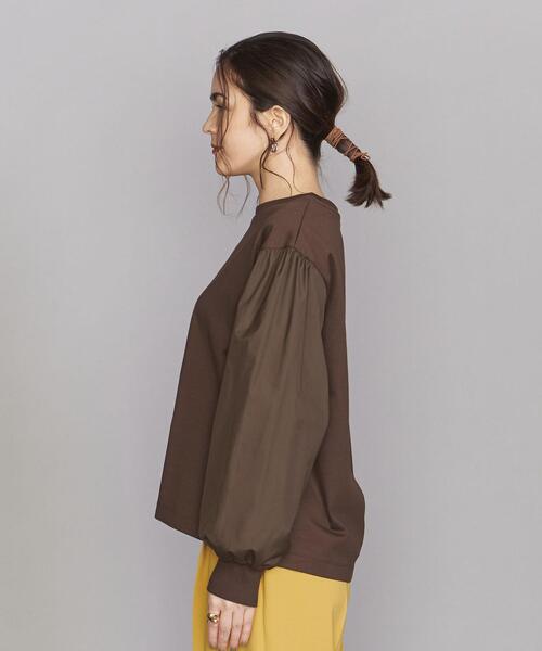 BEAUTY&YOUTH UNITED ARROWS（ビューティーアンドユースユナイテッドアローズ）の「BY コットンブロード ギャザースリーブ カットソー◆（Tシャツ/カットソー・レディース・ホワイト/ブラウン/ブラック・FREE）」の5枚目の写真