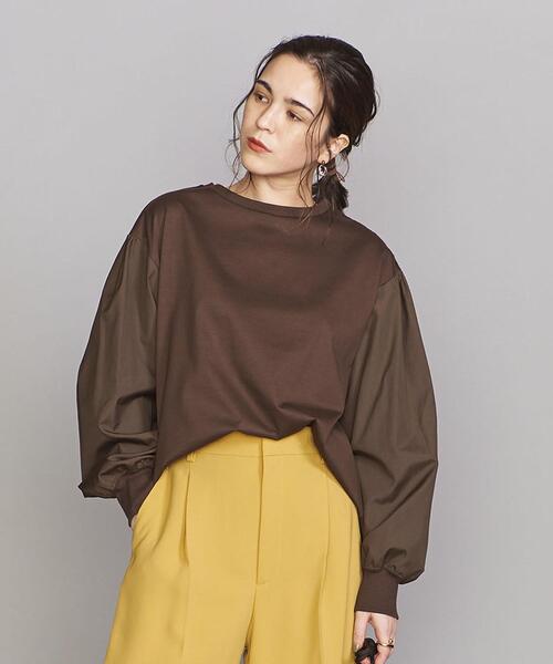 BEAUTY&YOUTH UNITED ARROWS（ビューティーアンドユースユナイテッドアローズ）の「BY コットンブロード ギャザースリーブ カットソー◆（Tシャツ/カットソー・レディース・ホワイト/ブラウン/ブラック・FREE）」の11枚目の写真