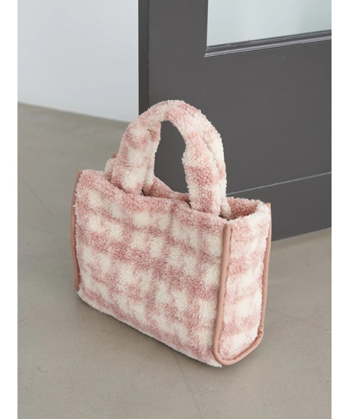 earth music&ecology（アースミュージックアンドエコロジー）の「チェックファートート（トートバッグ・レディース・ベージュ/グレー/ピンク・FREE）」の12枚目の写真