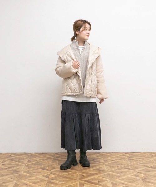 UR Lab.(アーバンリサーチラボ)の「フード切り替えブルゾン(ブルゾン・レディース・オフホワイト/ブラック/ライトベージュ・FREE)」の5枚目の写真