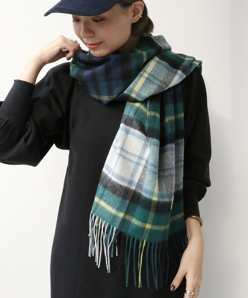 Simplicite（サンプリシテ）の「チェックストール◆（マフラー・レディース・ベージュ/ネイビー/ブラウン・FREE）」の3枚目の写真