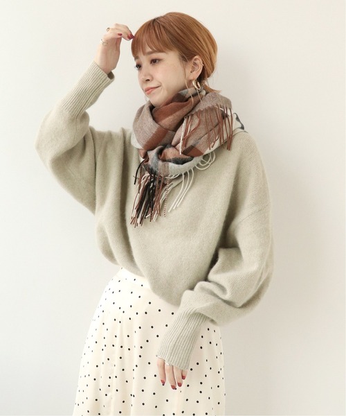 Simplicite（サンプリシテ）の「チェックストール◆（マフラー・レディース・ベージュ/ネイビー/ブラウン・FREE）」の12枚目の写真